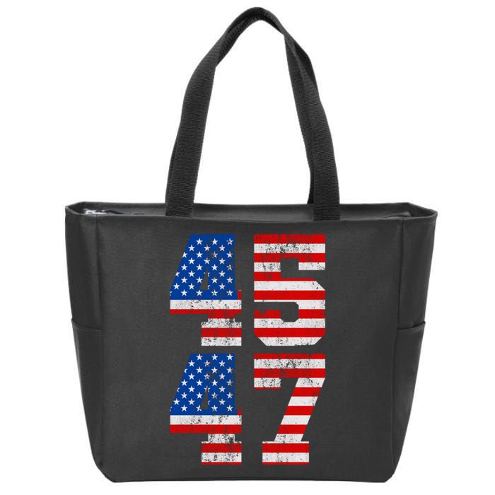 Pro Trump Election 2024 Vintage 45 47 USA Flag Zip Tote Bag