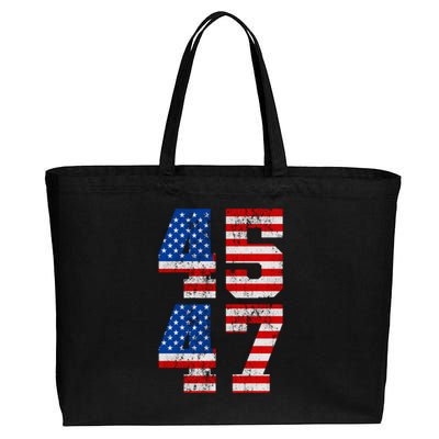 Pro Trump Election 2024 Vintage 45 47 USA Flag Cotton Canvas Jumbo Tote