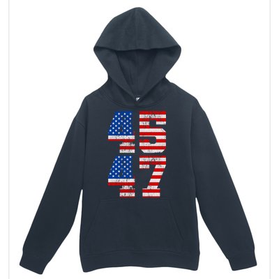 Pro Trump Election 2024 Vintage 45 47 USA Flag Urban Pullover Hoodie