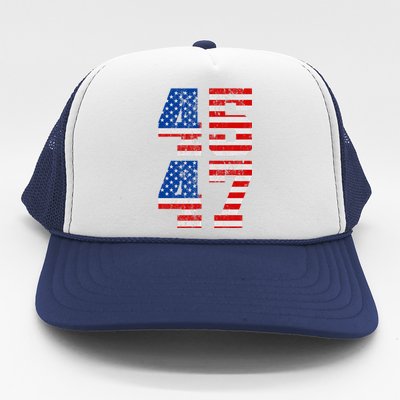 Pro Trump Election 2024 Vintage 45 47 USA Flag Trucker Hat