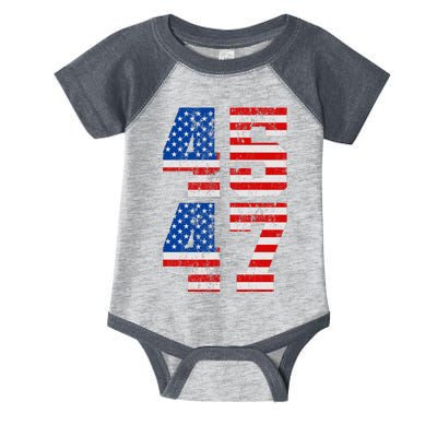 Pro Trump Election 2024 Vintage 45 47 USA Flag Infant Baby Jersey Bodysuit