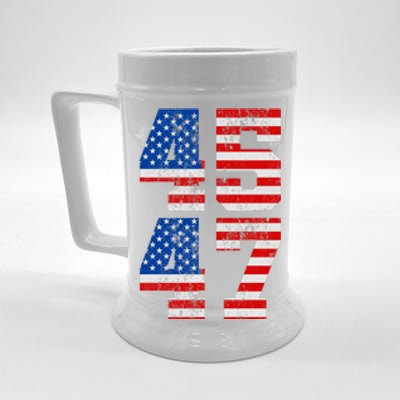 Pro Trump Election 2024 Vintage 45 47 USA Flag Beer Stein