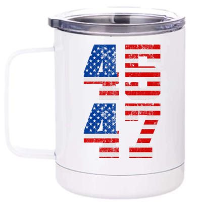 Pro Trump Election 2024 Vintage 45 47 USA Flag 12 oz Stainless Steel Tumbler Cup