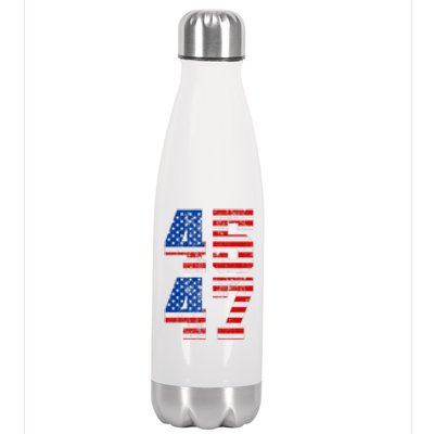 Pro Trump Election 2024 Vintage 45 47 USA Flag Stainless Steel Insulated Water Bottle