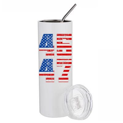 Pro Trump Election 2024 Vintage 45 47 USA Flag Stainless Steel Tumbler