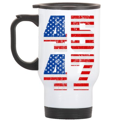 Pro Trump Election 2024 Vintage 45 47 USA Flag Stainless Steel Travel Mug