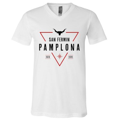 Pamplona Running Of The Bulls San Fermin V-Neck T-Shirt