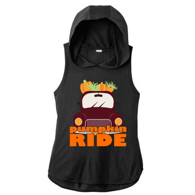 Pumpkin Ride October Fall Ladies PosiCharge Tri-Blend Wicking Draft Hoodie Tank