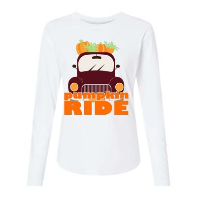 Pumpkin Ride October Fall Womens Cotton Relaxed Long Sleeve T-Shirt