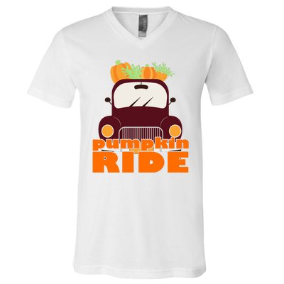 Pumpkin Ride October Fall V-Neck T-Shirt