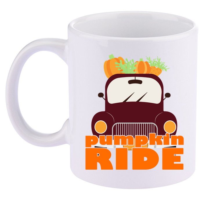 Pumpkin Ride October Fall 11oz C Handle Ceramic Mug