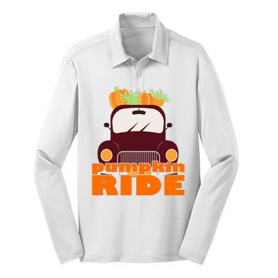 Pumpkin Ride October Fall Silk Touch Performance Long Sleeve Polo