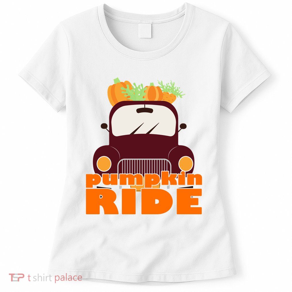 Pumpkin Ride October Fall Womens T-Shirt