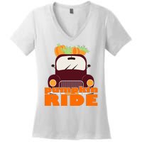 Pumpkin Ride October Fall Women's V-Neck T-Shirt