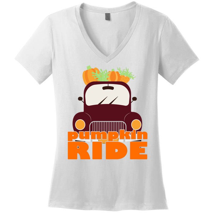 Pumpkin Ride October Fall Women's V-Neck T-Shirt