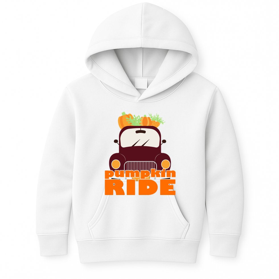Pumpkin Ride October Fall Kids Hoodie