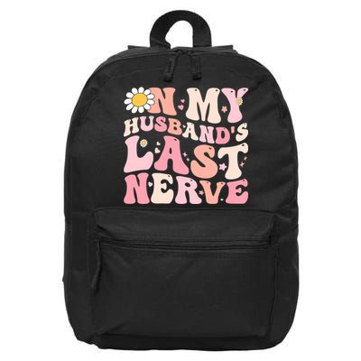 Pinky Retro On My Husbands Last Nerve Groovy 16 in Basic Backpack