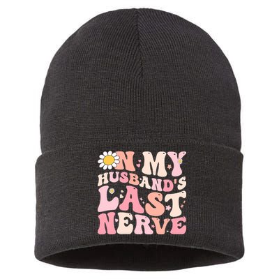 Pinky Retro On My Husbands Last Nerve Groovy Sustainable Knit Beanie