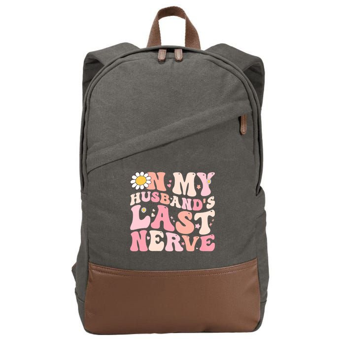 Pinky Retro On My Husbands Last Nerve Groovy Cotton Canvas Backpack