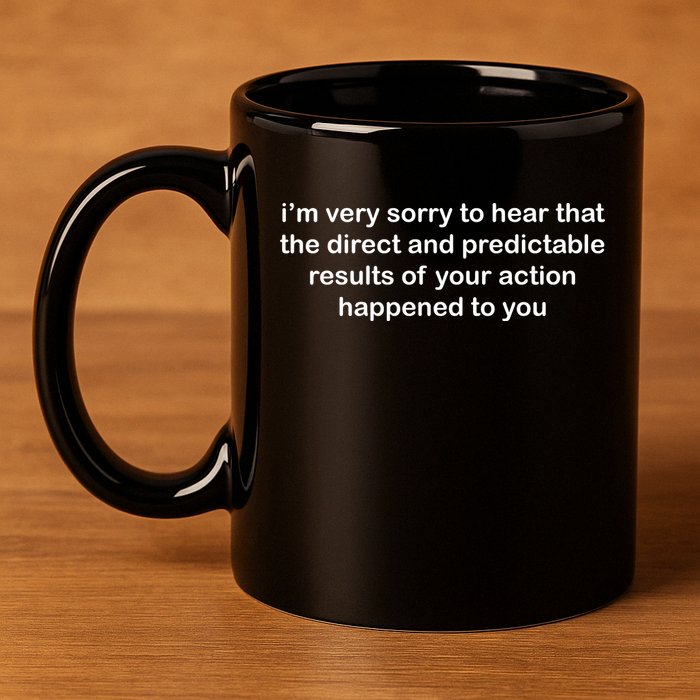 Predictable Results Of Your Actions Funny Jokes Sarcastic 11oz C Handle Ceramic Mug