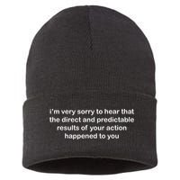 Predictable Results Of Your Actions Funny Jokes Sarcastic Sustainable Knit Beanie
