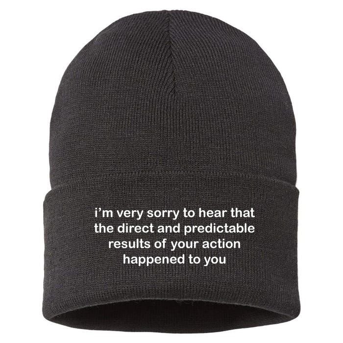Predictable Results Of Your Actions Funny Jokes Sarcastic Sustainable Knit Beanie