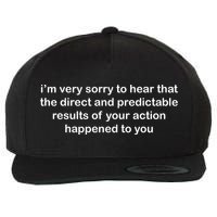 Predictable Results Of Your Actions Funny Jokes Sarcastic Wool Snapback Cap