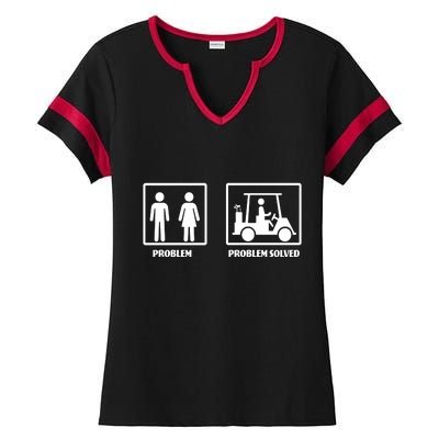 Problem Solved Golf Wife Funny Ladies Halftime Notch Neck Tee