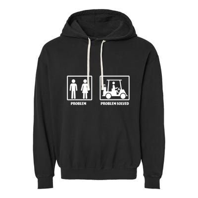 Problem Solved Golf Wife Funny Garment-Dyed Fleece Hoodie