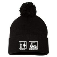 Problem Solved Golf Wife Funny Pom Pom 12in Knit Beanie