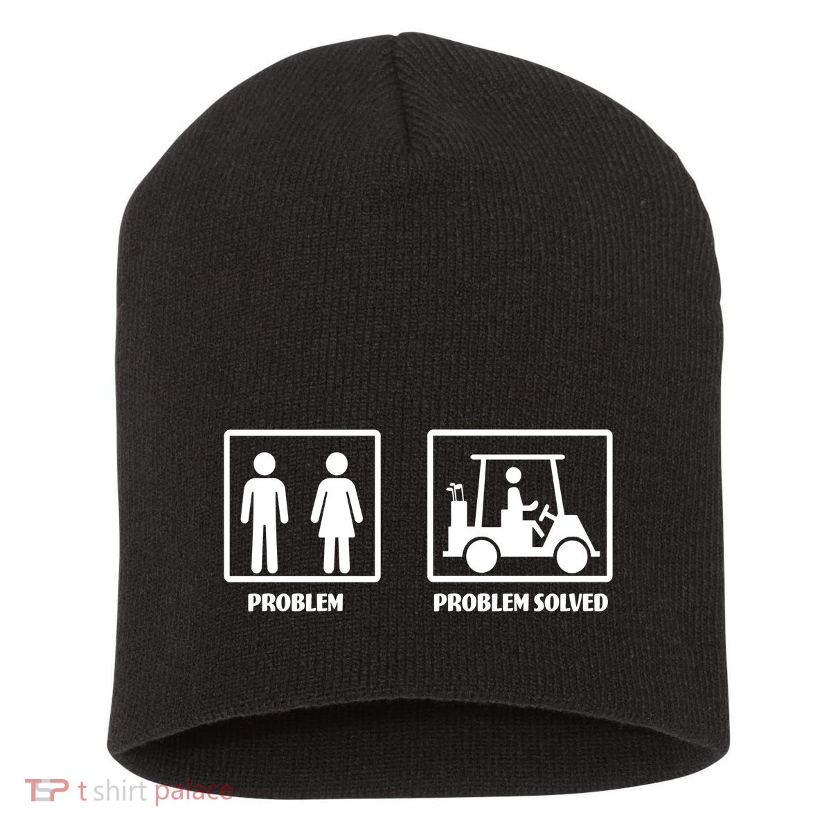 Problem Solved Golf Wife Funny Short Acrylic Beanie