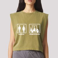 Problem Solved Golf Wife Funny Garment-Dyed Women's Muscle Tee