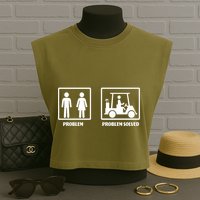 Problem Solved Golf Wife Funny Garment-Dyed Women's Muscle Tee