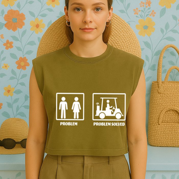 Problem Solved Golf Wife Funny Garment-Dyed Women's Muscle Tee