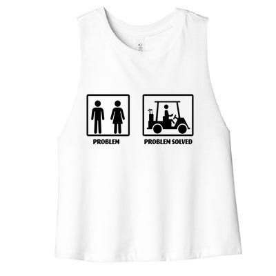 Problem Solved Golf Wife Funny Women's Racerback Cropped Tank