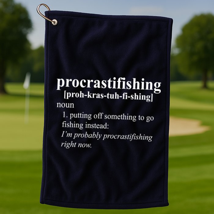Procrastifishing Definition Golf Towel