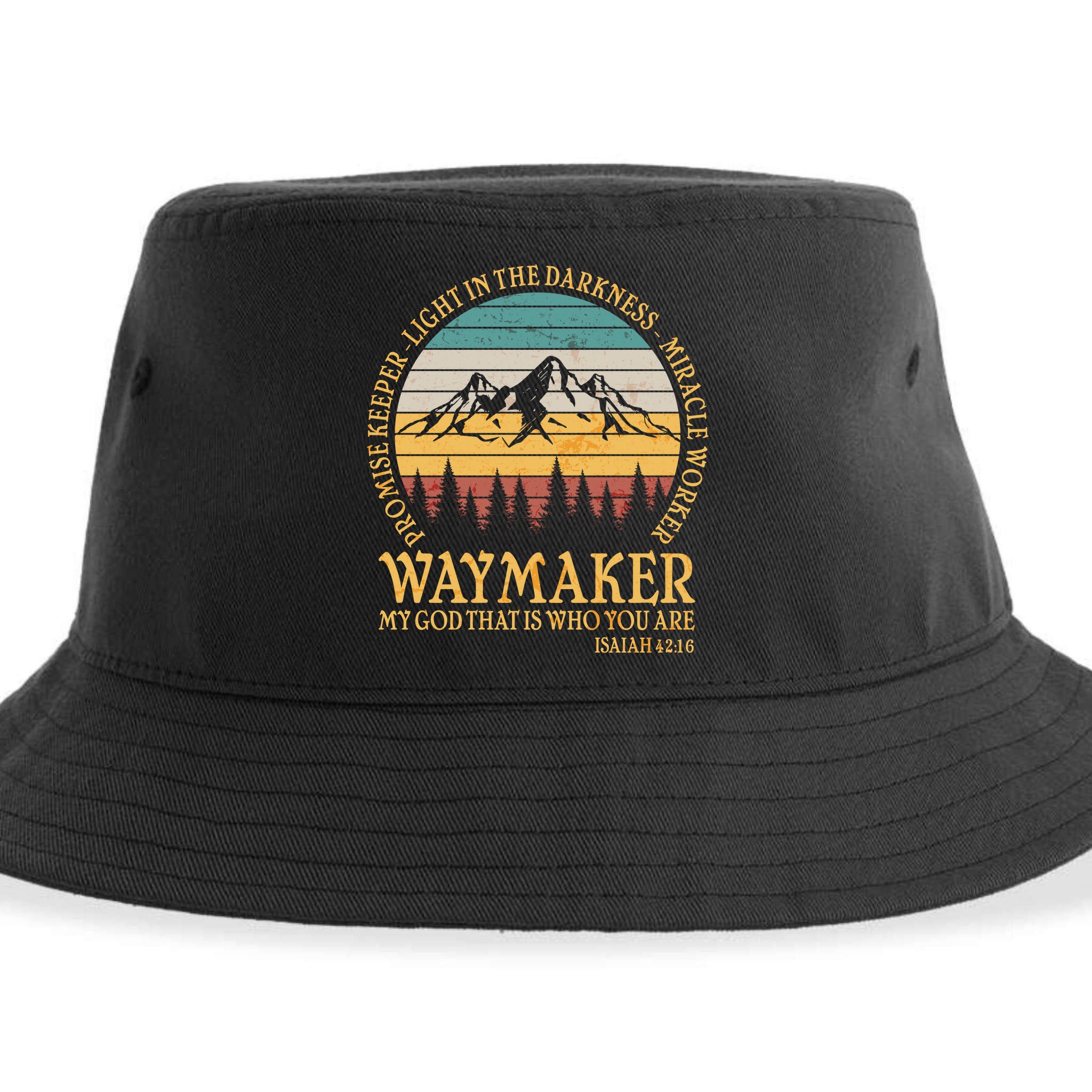 Promise Keeper Waymaker Isaiah Forest Mountains Sustainable Bucket Hat