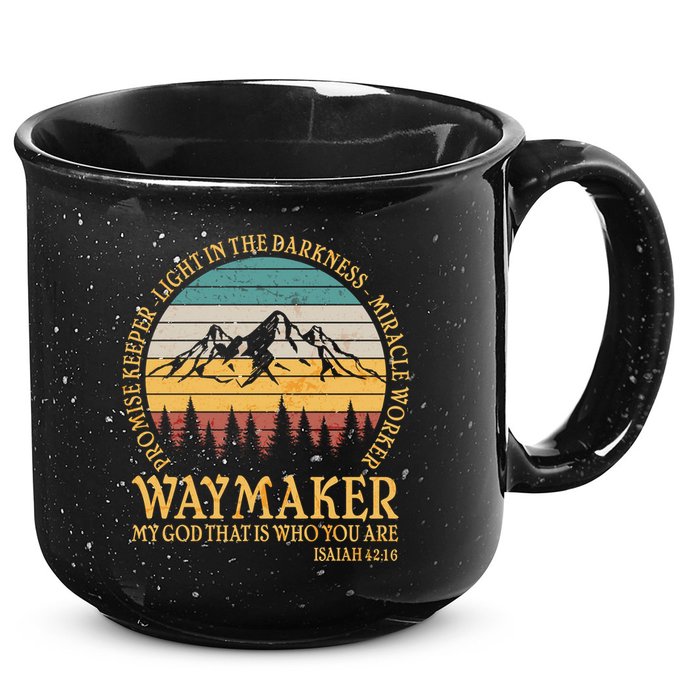 Promise Keeper Waymaker Isaiah Forest Mountains 15oz Campfire Ceramic Mug