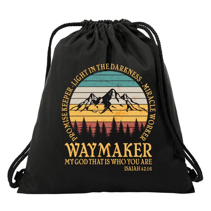 Promise Keeper Waymaker Isaiah Forest Mountains Drawstring Bag
