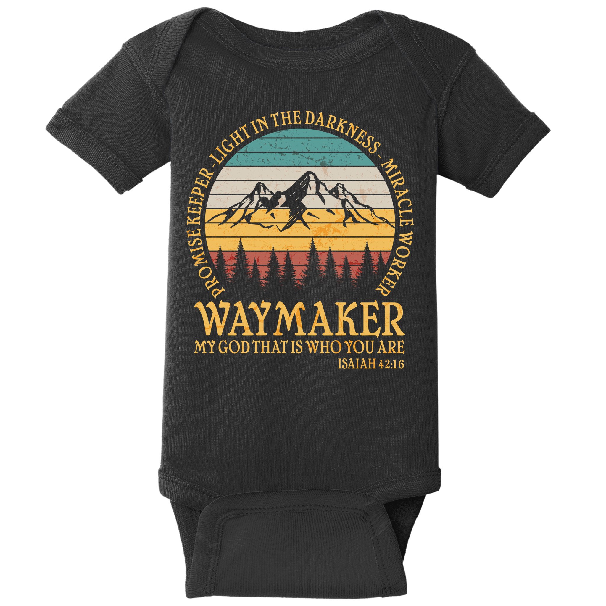 Promise Keeper Waymaker Isaiah Forest Mountains Baby Bodysuit