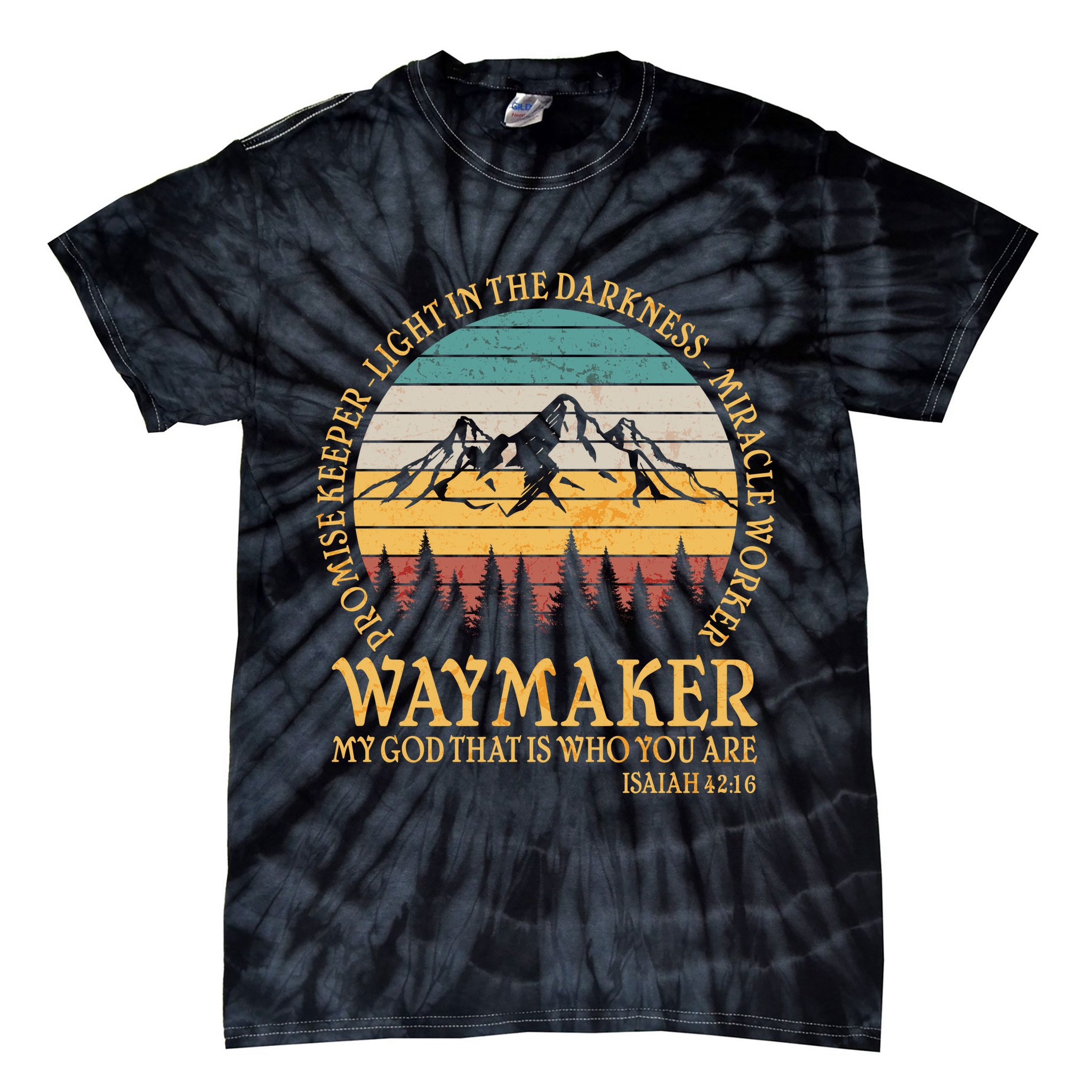 Promise Keeper Waymaker Isaiah Forest Mountains Tie-Dye T-Shirt