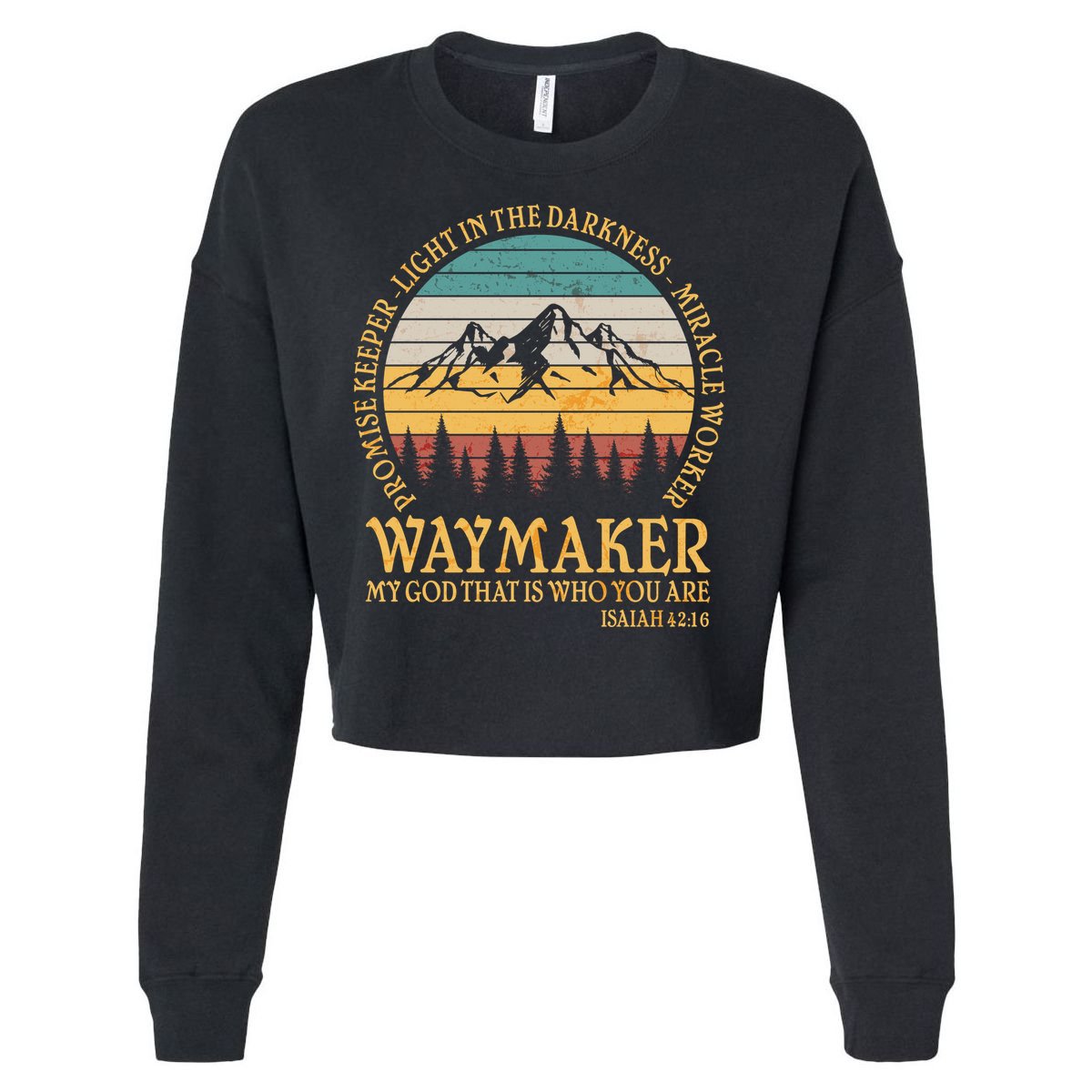 Promise Keeper Waymaker Isaiah Forest Mountains Cropped Pullover Crew
