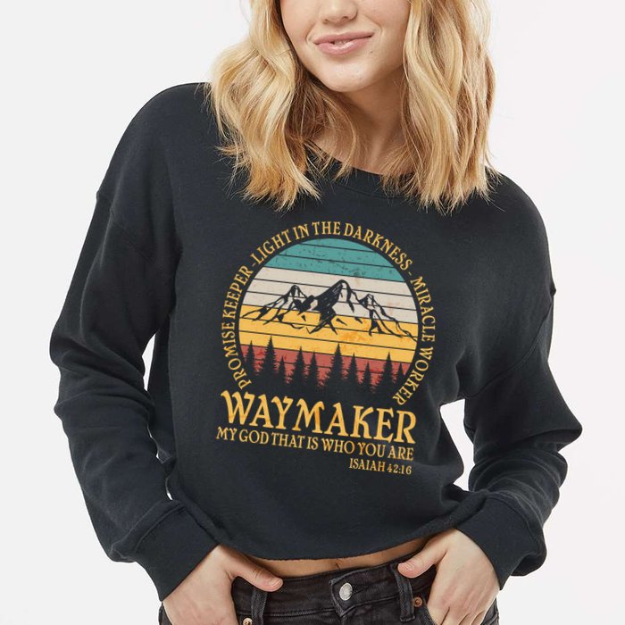 Promise Keeper Waymaker Isaiah Forest Mountains Cropped Pullover Crew