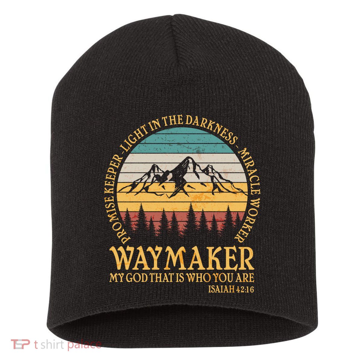 Promise Keeper Waymaker Isaiah Forest Mountains Short Acrylic Beanie