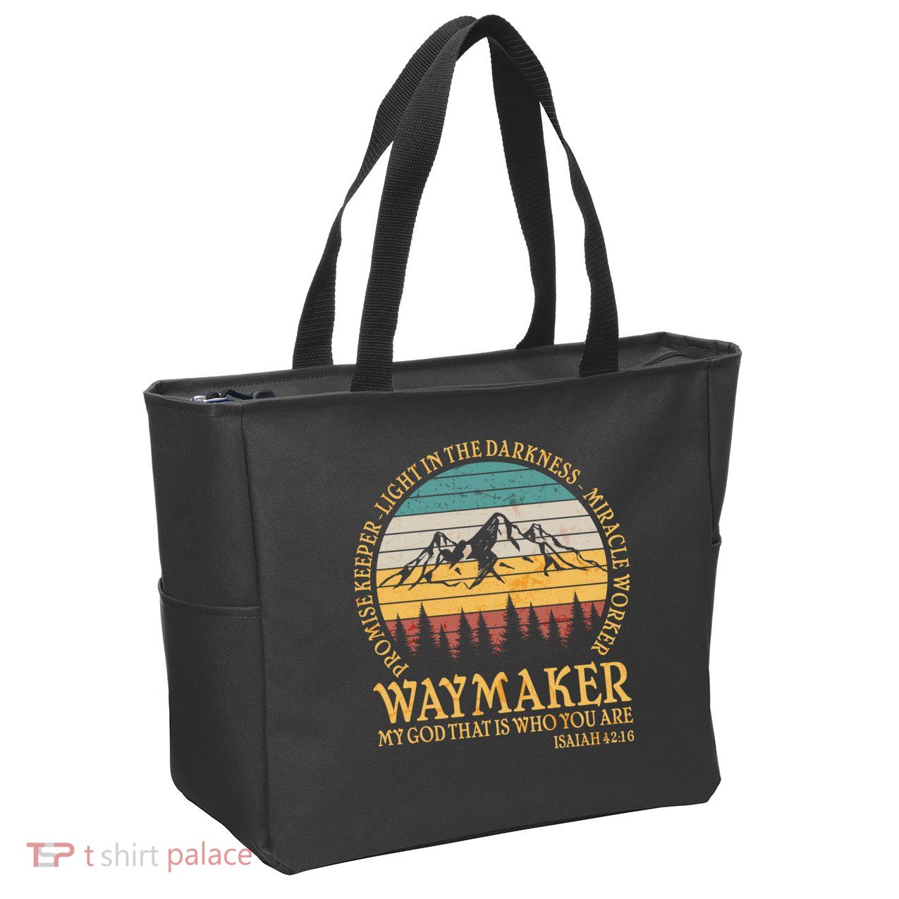 Promise Keeper Waymaker Isaiah Forest Mountains Zip Tote Bag
