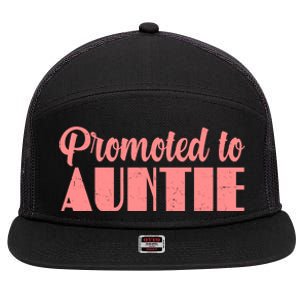 Promoted To Auntie New Baby Niece Nephew 7 Panel Mesh Trucker Snapback Hat