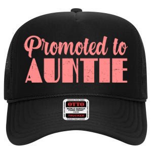 Promoted To Auntie New Baby Niece Nephew High Crown Mesh Back Trucker Hat