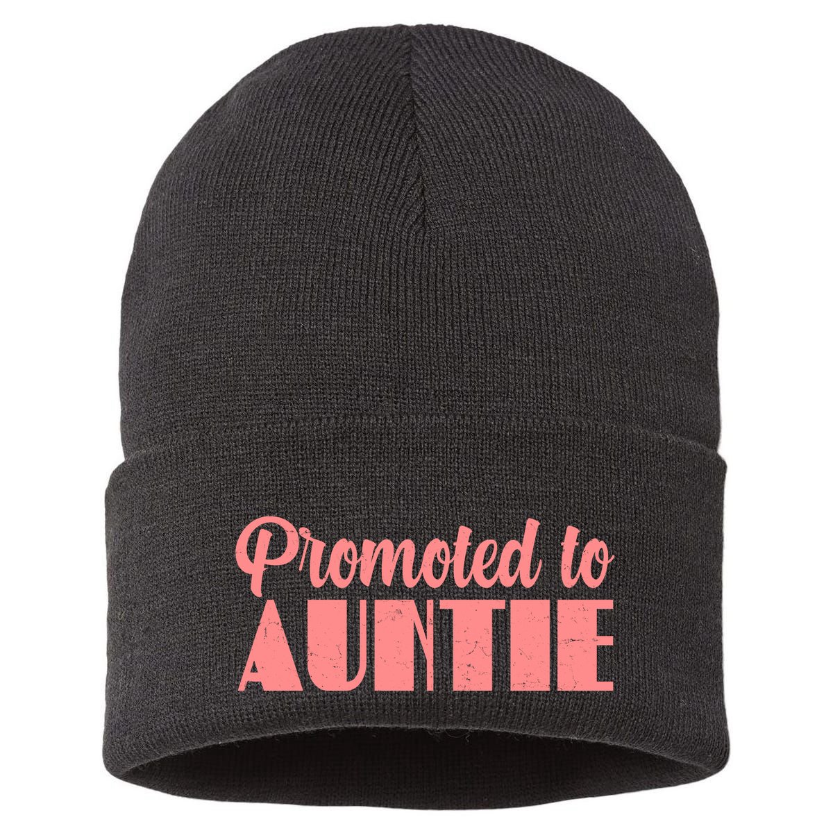 Promoted To Auntie New Baby Niece Nephew Sustainable Knit Beanie