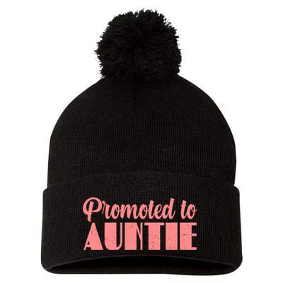Promoted To Auntie New Baby Niece Nephew Pom Pom 12in Knit Beanie