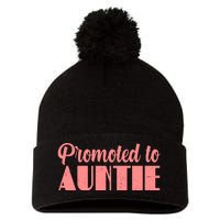 Promoted To Auntie New Baby Niece Nephew Pom Pom 12in Knit Beanie